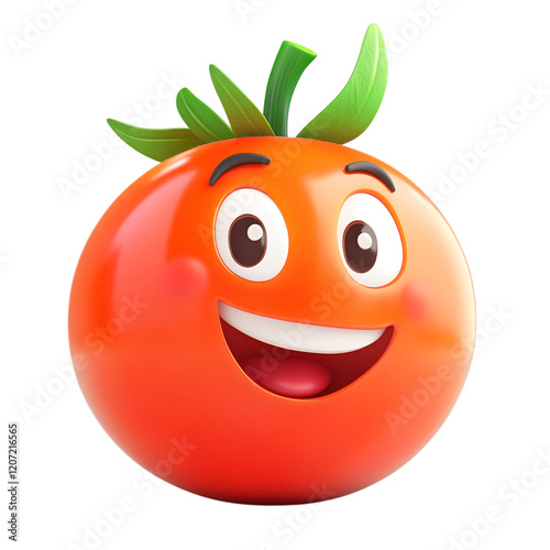 Happy Cartoon Tomato Character on transparent background