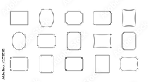 Decorative rectangle frames for note text, line set. Vintage rectangular shape. Highlight and underline text box decorative. Black line sketch border. Vector isolated illustration