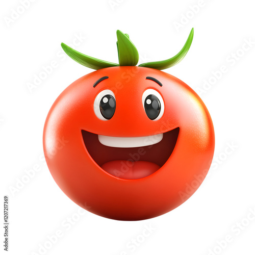 Happy Cartoon Tomato Character on transparent background