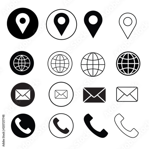 Call icon, Mail icon, Global icon, Location icon