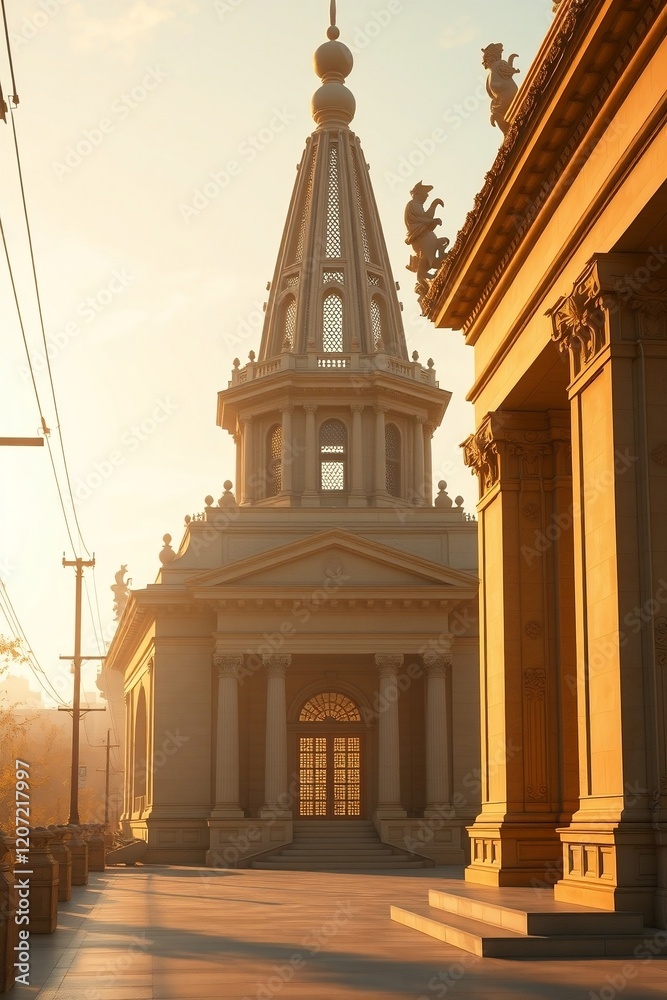 Obraz premium The majestic St Nicholas Cathedral, a masterpiece of Italian Baroque architecture, dominates the city square