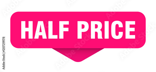 half price sticker. half price sign on transparent background