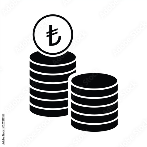 Türkiye lira coins stacks icon stock illustration