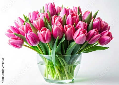 Wallpaper Mural Vibrant pink tulips in a vase, sharply focused against a pristine white backdrop, capture the essence of spring. Torontodigital.ca