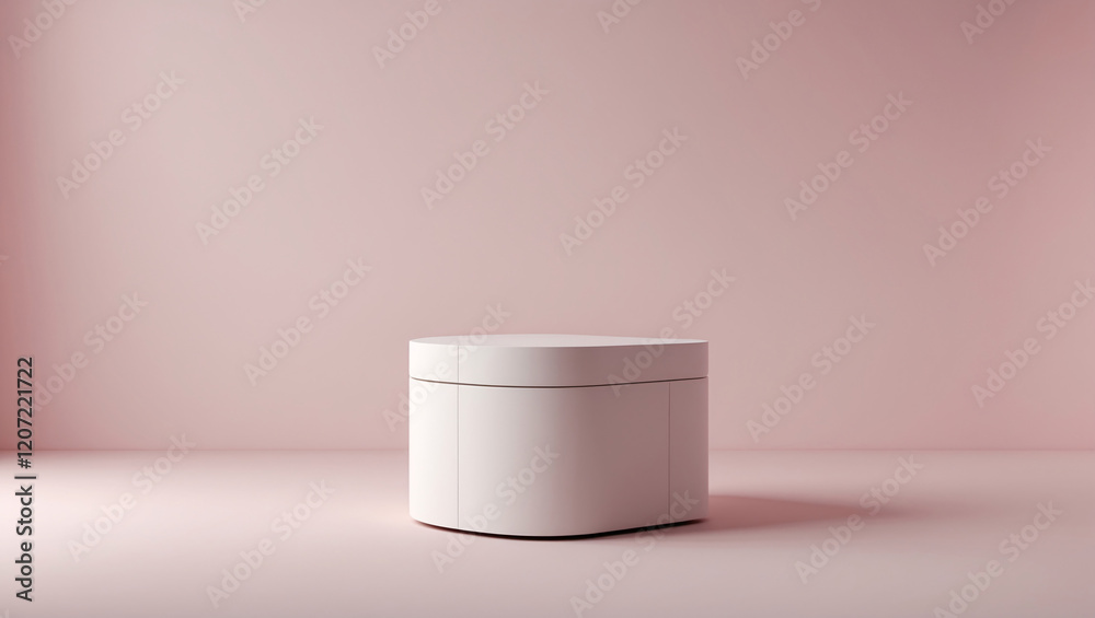 White product display stand with light pink background used for advertising and product marketing shoots Realistic 3D Podium for Mockup White product display stand with light pink background used for advertising and product marketing shoots Realistic 3D Podium for Mockup