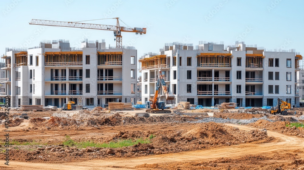 A bustling construction site comes alive with a towering crane and heavy machinery, where workers sculpt dreams into reality amidst dust and determination. A bustling construction site comes alive with a towering crane and heavy machinery, where workers sculpt dreams into reality amidst dust and determination.