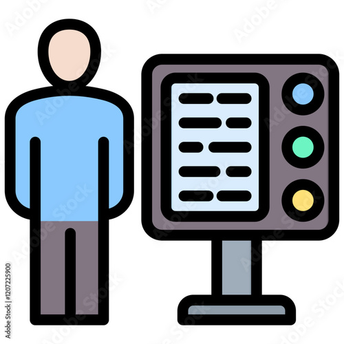 Kiosk Outline Color Icon
