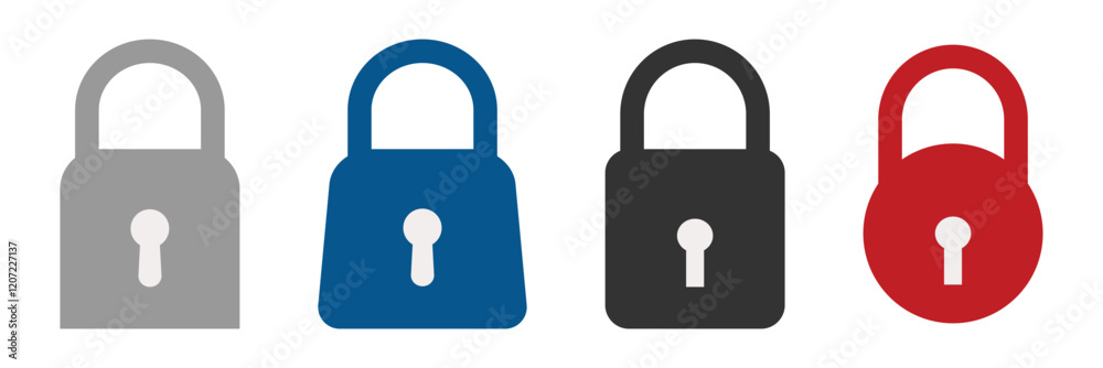 Lock icon set. Padlock open and closed. Locked and unlocked icon. Security symbol. Lock icon set. Padlock open and closed. Locked and unlocked icon. Security symbol.