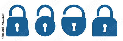 Lock icon collection. Padlock icons. Locked and unlocked icons. Security symbols