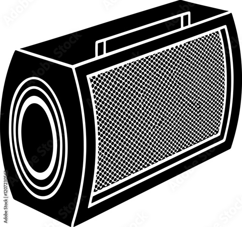 Wireless speaker vector silhouette white background