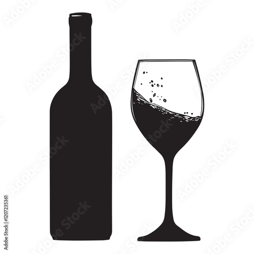 Wine Bottle with Pouring Vector illustration
