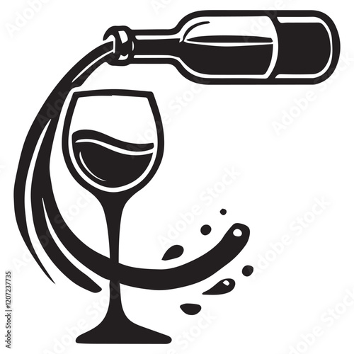 Wine Bottle with Pouring Vector illustration
