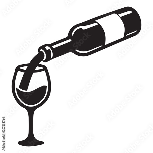 Wine Bottle with Pouring Vector illustration

