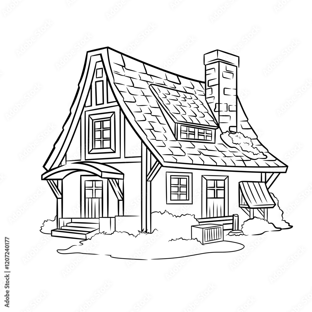 house illustration colroing page printable house illustration colroing page printable