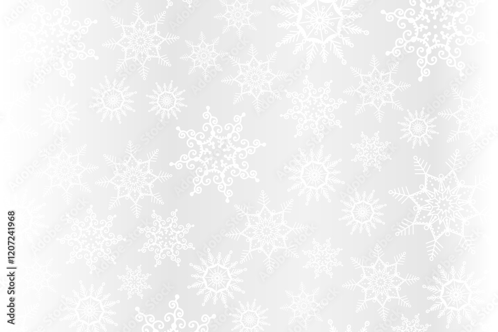 Abstract total white style winter background with snowflakes. Monochrome texture for poster, flyer, invitation designs. Copy space. Season, winter mood, light colors Abstract total white style winter background with snowflakes. Monochrome texture for poster, flyer, invitation designs. Copy space. Season, winter mood, light colors
