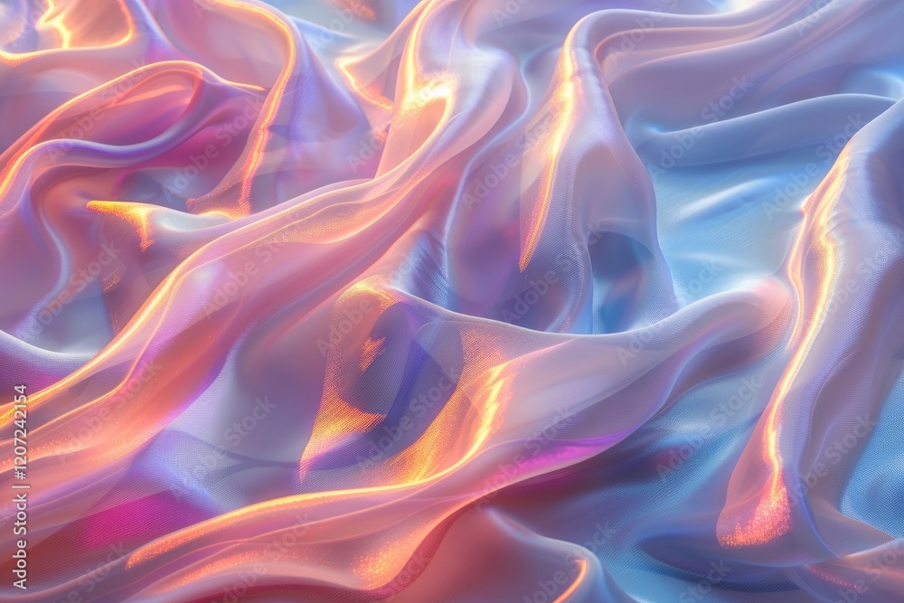 Obraz premium Iridescent Fabric Draped in Soft Pastel Hues