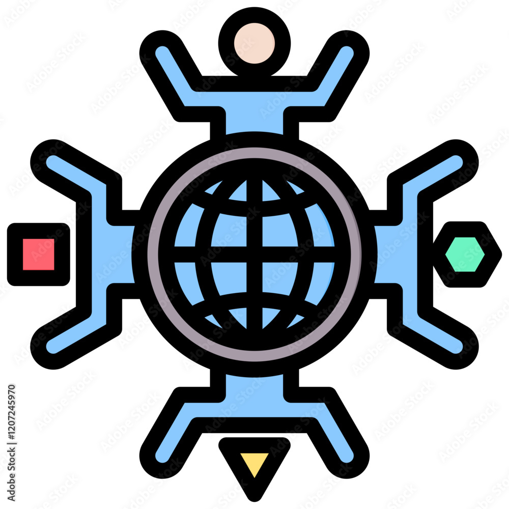 Diversity Outline Color Icon Diversity Outline Color Icon