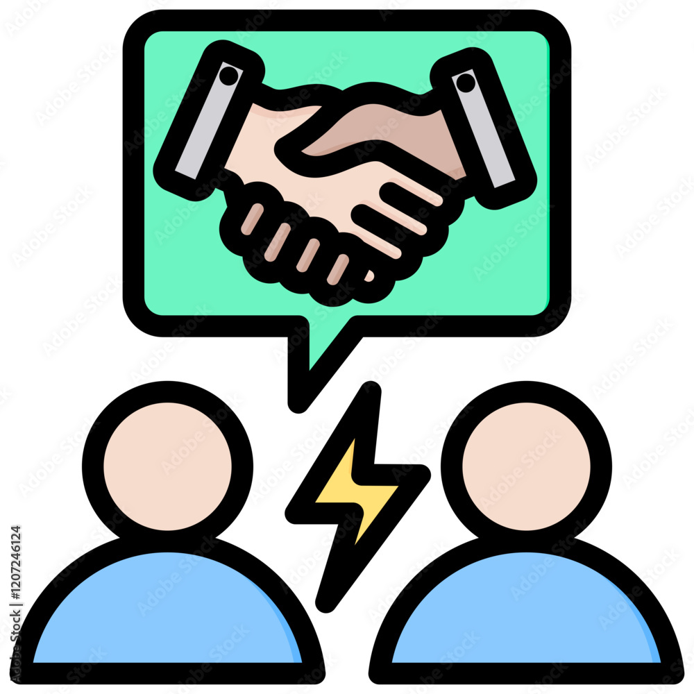 Fototapeta premium Conflict Resolution Outline Color Icon