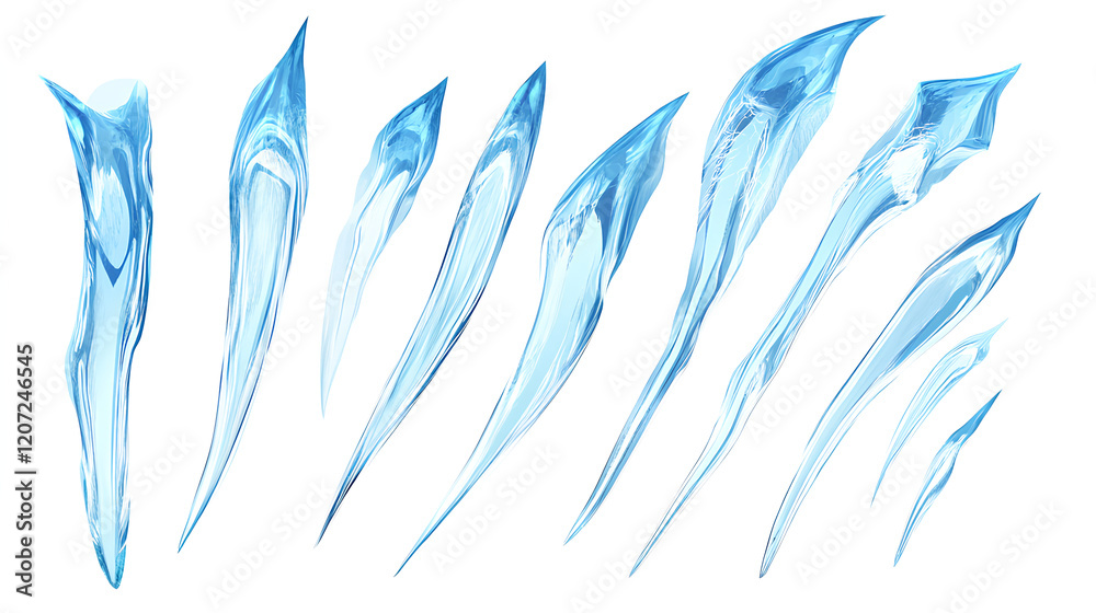 Obraz premium Set of icicles isolated on white background