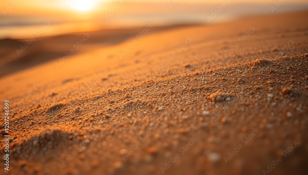 Golden Sunset Sand Beach Texture Close Up