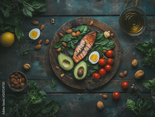 Grilled Keto Salmon with Spinach, Almonds, and Fresh Garnishes