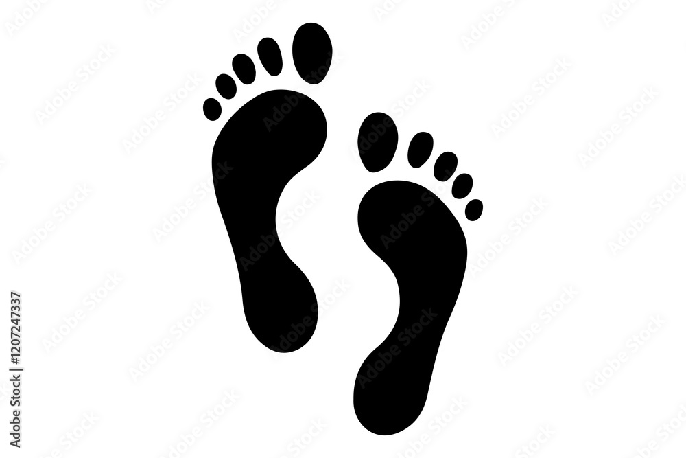 silhouette man footprint vector illustration art with white background