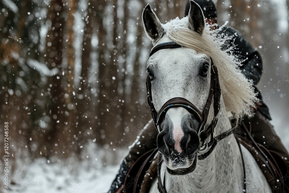 Obraz premium A powerful horse in mid-gallop, captured with dramatic brushwork on a pristine white background. Beautiful simple AI generated image