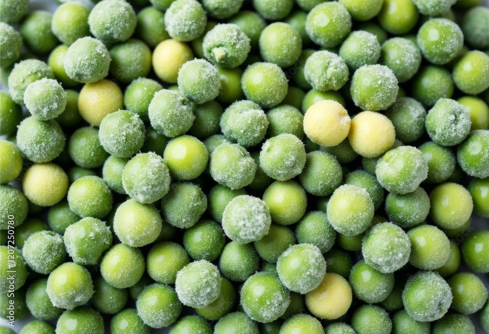 Pile of frosty green and yellow round peas Pile of frosty green and yellow round peas