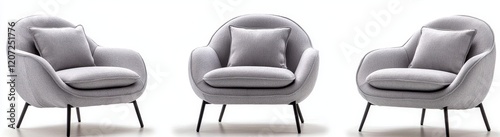 Various angles of a single chair with a white background