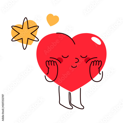 Heart icon. Vector love character standing or waiting. Lover anticipation person. Emoji sign or loving clipart, cartoon sign for Valentines day or marriage, wedding symbol. Romantic relationship.