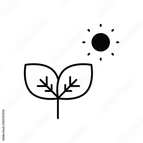 Naturopathy Leaf & Sun vector icon stock illustration