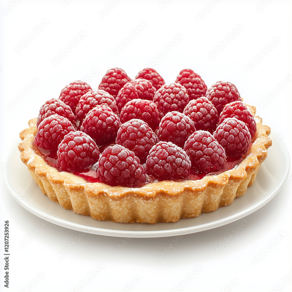 Raspberry tart on white background Raspberry tart on white background