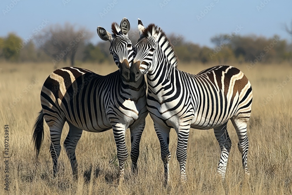 Obraz premium zebra eating grass - baby. Beautiful simple AI generated image
