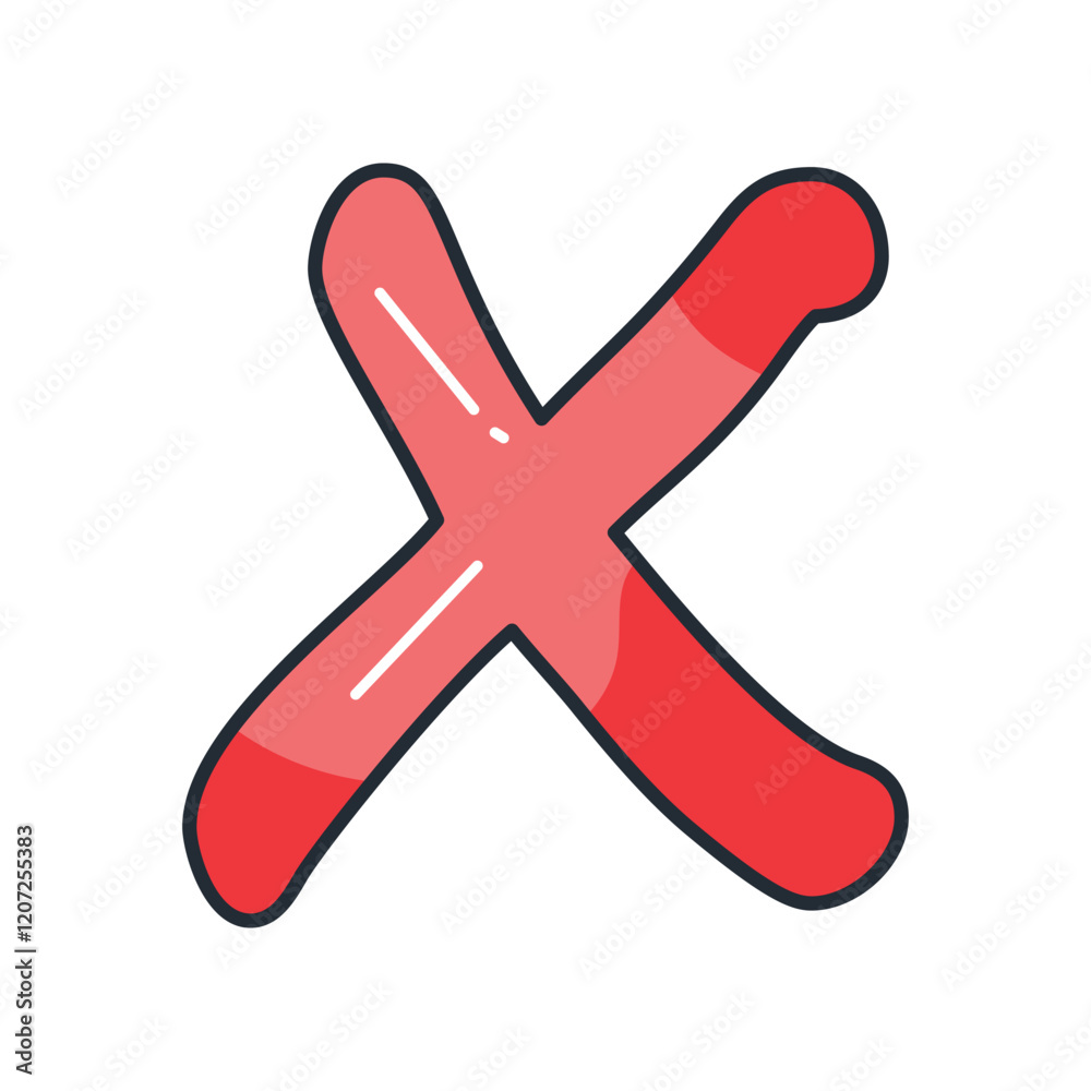 Obraz premium X color line icon with white background vector stock illustration
