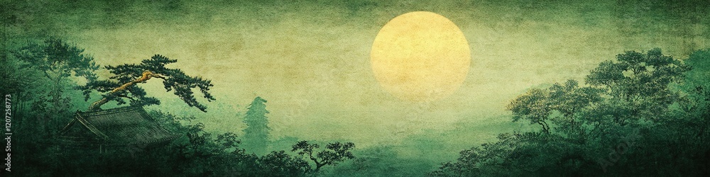 Ancient Chinese Scroll: Breathtaking Landscape Painting on Deep Green Background with Gold Trim. Luxurious 8K AI-Generated Art for High-End Marketing, Posters, and Digital Designs. Elegant Fusion of T Ancient Chinese Scroll: Breathtaking Landscape Painting on Deep Green Background with Gold Trim. Luxurious 8K AI-Generated Art for High-End Marketing, Posters, and Digital Designs. Elegant Fusion of T
