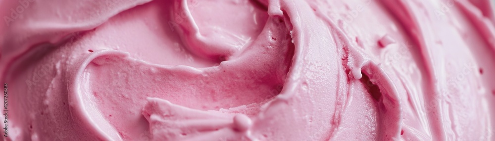 Obraz premium Close-up of smooth pink ice cream with a creamy texture.