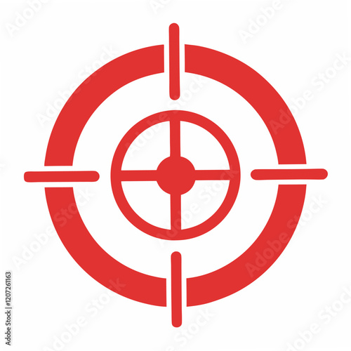 Red aim goal icon on white background 