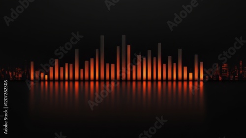 A minimalist equalizer visual for YouTube videos, featuring clean, smooth bars reacting to music on a sleek dark background photo