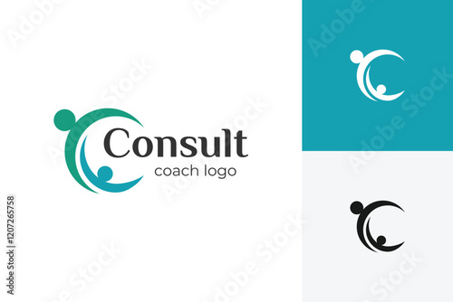 Coaching or Consulting Logo icon design with letter C and people care graphic concept idea for friendship, leadership, health care, Protection vector logo template