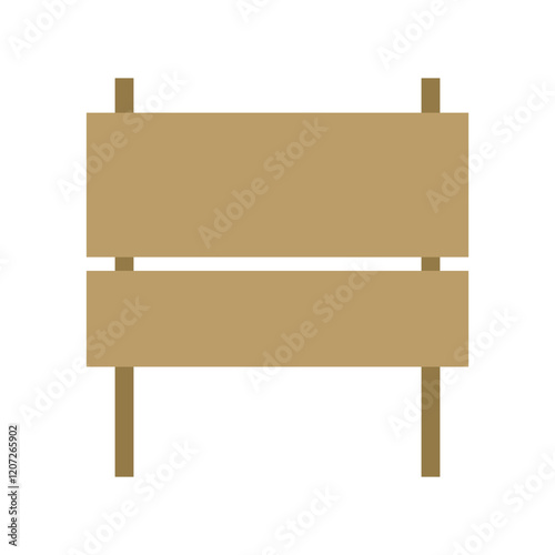 Vector illustration of a minimalist wooden signboard with two large and small rectangles.