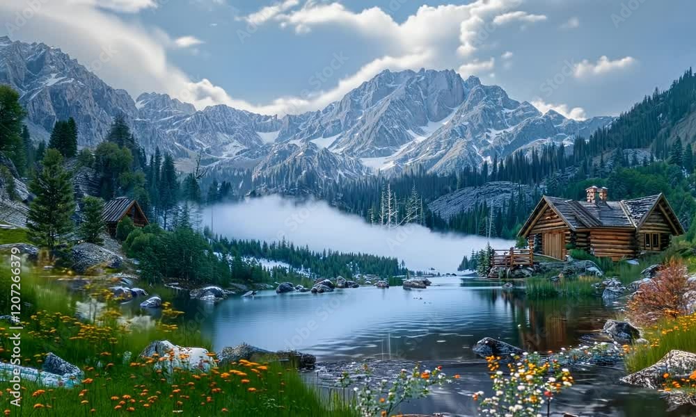 A sprawling ranch features rustic log cabins, wide-open spaces, and a connection to nature that is both rugged and beautiful