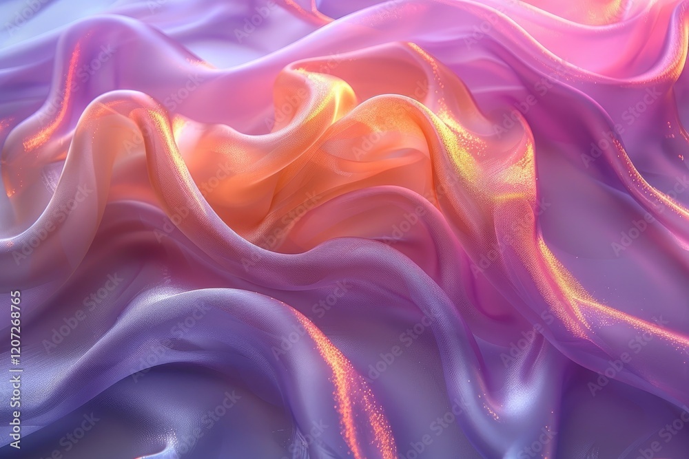 Obraz premium Shimmering Pastel Fabric Draped in Soft Waves