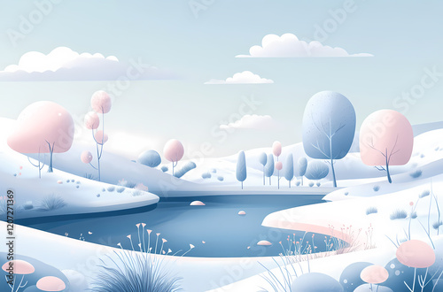 Winter landscape illustration photo