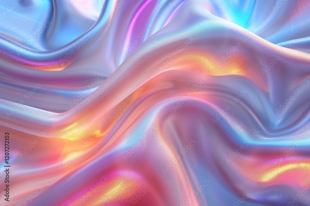 Fototapeta premium Iridescent Fabric Draped in Soft Pastel Hues