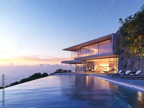 Photo of a Modern Cliffside House Overlooking the Ocean