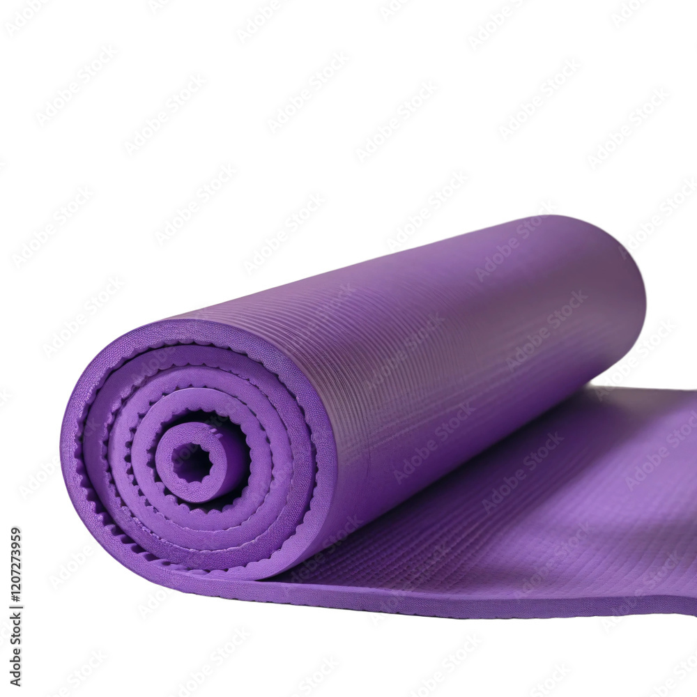 Purple rolled yoga mat isolated on transparent background Purple rolled yoga mat isolated on transparent background