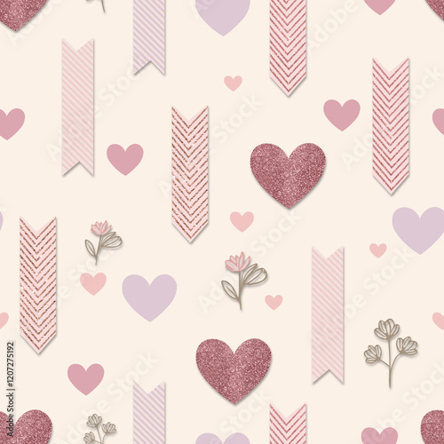 Minimalist Glittering Heart Seamless Pattern
