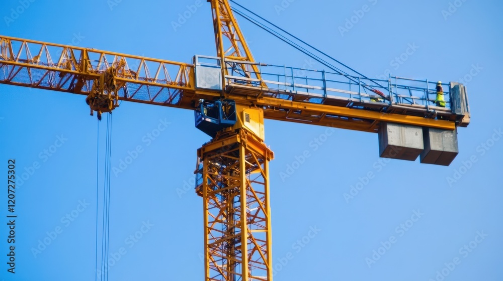 A tall crane towers above a building against a vibrant sky, its silhouette contrasting with the clouds as it prepares for the day's work. A tall crane towers above a building against a vibrant sky, its silhouette contrasting with the clouds as it prepares for the day's work.