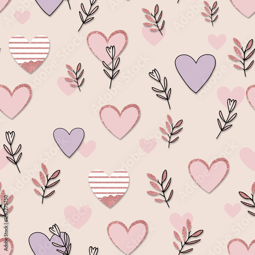 Minimalist Glittering Heart Seamless Pattern
