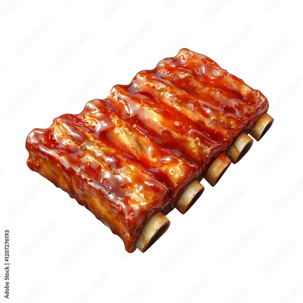 Juicy Barbecue Ribs with Glaze Isolated on Transparent Background Juicy Barbecue Ribs with Glaze Isolated on Transparent Background